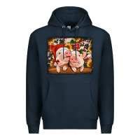 Navy christmas pigs Premium Hoodie - Jasminsmagicworld