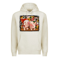 Oatmeal Heather christmas pigs Premium Hoodie - Jasminsmagicworld