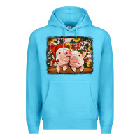 Ocean Blue christmas pigs Premium Hoodie - Jasminsmagicworld