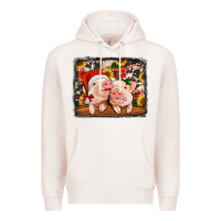 Pale Pink christmas pigs Premium Hoodie - Jasminsmagicworld
