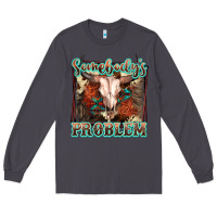 Smoke Somebody's Problem Bull Skull Long Sleeve Tee - FaDigitalArtStudio