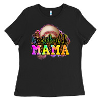 Black baseball mama Ladies Tee - OliviaCreatesArt