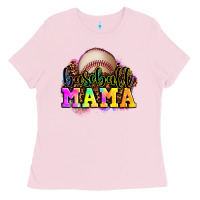 Bubblegum Pink baseball mama Ladies Tee - OliviaCreatesArt