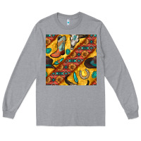 Heather Grey western cowboy bull skull seamless pattern Long Sleeve Tee - BundleAndBundleShop