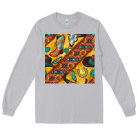 Moon Dust western cowboy bull skull seamless pattern Long Sleeve Tee - BundleAndBundleShop