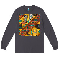 Smoke western cowboy bull skull seamless pattern Long Sleeve Tee - BundleAndBundleShop