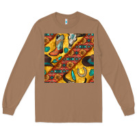 Toasted Coconut western cowboy bull skull seamless pattern Long Sleeve Tee - BundleAndBundleShop