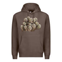Coffee brown flowered cactus Premium Hoodie - LillyAllenDesigns