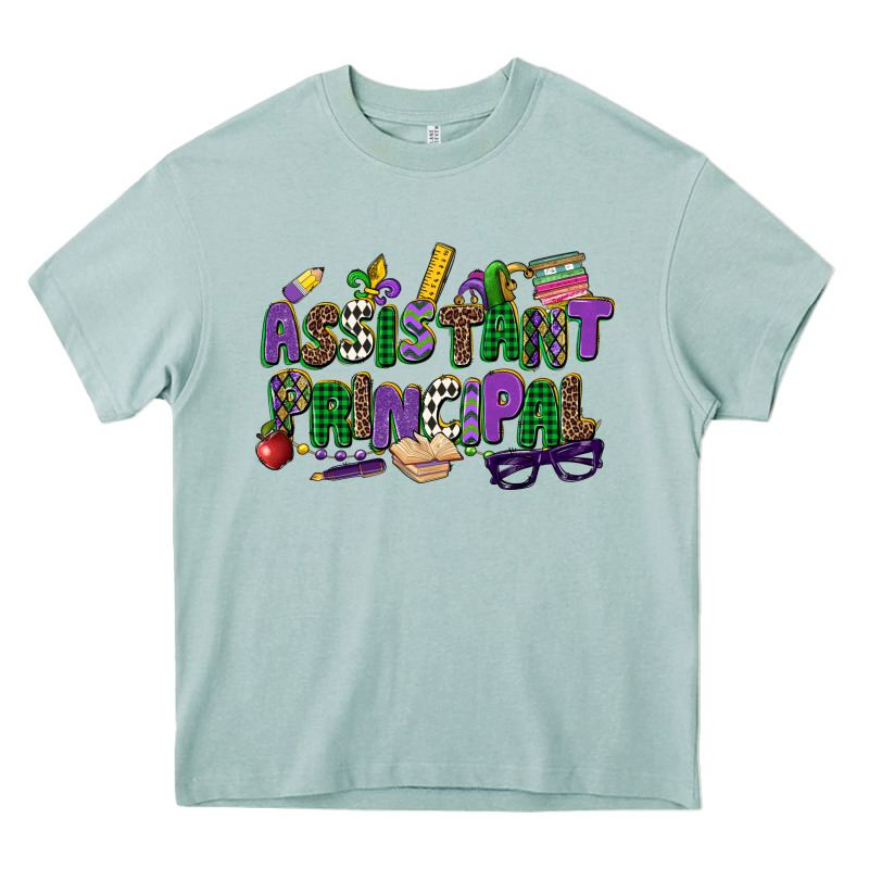 Assistant Principal Mardi Gras Heavy Core Tee by CowGirlArtShop | Teevron