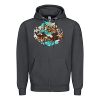 Smoke cowhide leopard turquoise patch Zipper Hoodie - AdoDesignShop