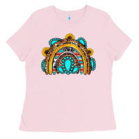 Bubblegum Pink western gemstones sunflowers rainbow Ladies Tee - OliviaCreatesArt