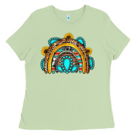 Matcha western gemstones sunflowers rainbow Ladies Tee - OliviaCreatesArt