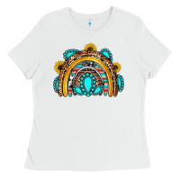 White western gemstones sunflowers rainbow Ladies Tee - OliviaCreatesArt