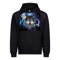 Black wolf and full moon Urban Hoodie - RanaPortraitStore