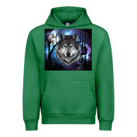 Emerald wolf and full moon Urban Hoodie - RanaPortraitStore