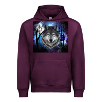 Mauve Wine wolf and full moon Urban Hoodie - RanaPortraitStore