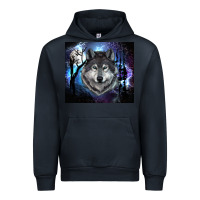 Navy wolf and full moon Urban Hoodie - RanaPortraitStore