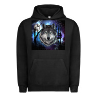 Pigment Black wolf and full moon Urban Hoodie - RanaPortraitStore
