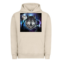 Pigment French Oak wolf and full moon Urban Hoodie - RanaPortraitStore