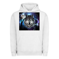 Pigment Lunar Rock wolf and full moon Urban Hoodie - RanaPortraitStore