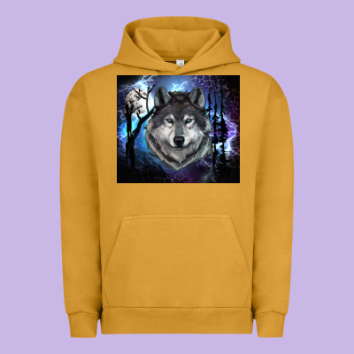 Wolf And Full Moon Urban Hoodie Designed By Ranaportraitstore
