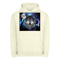 Pigment Pistachio wolf and full moon Urban Hoodie - RanaPortraitStore
