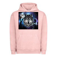 Pigment Salmon wolf and full moon Urban Hoodie - RanaPortraitStore