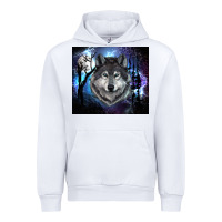 White wolf and full moon Urban Hoodie - RanaPortraitStore