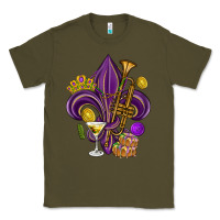 Army Green Fleur de lis Mardi Gras Classic Tee - HowdyJamesFarm