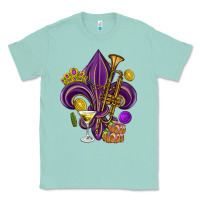 Seafoam Fleur de lis Mardi Gras Classic Tee - HowdyJamesFarm