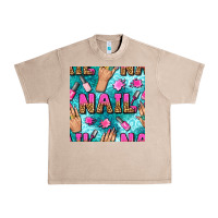 French Oak nail art hands and polish with turquoise leopard and glitter seamless  Urban Heavy Tee - BundleAndBundleShop