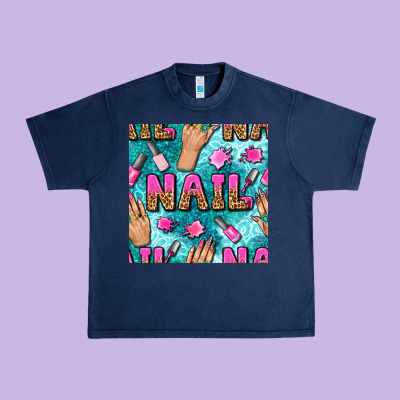 Nail Art Hands And Polish With Turquoise Leopard And Glitter Seamless  Urban Heavy Tee Designed By Bundleandbundleshop