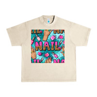 Sandshell nail art hands and polish with turquoise leopard and glitter seamless  Urban Heavy Tee - BundleAndBundleShop