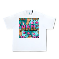 White nail art hands and polish with turquoise leopard and glitter seamless  Urban Heavy Tee - BundleAndBundleShop