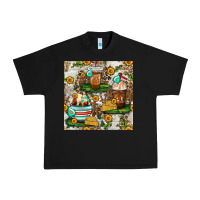 Black cow coffee cups and farm with leopard seamless pattern bbs Urban Heavy Tee - BundleAndBundleShop