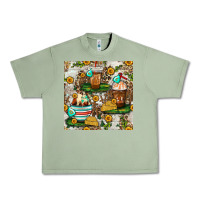 Oil Green cow coffee cups and farm with leopard seamless pattern bbs Urban Heavy Tee - BundleAndBundleShop