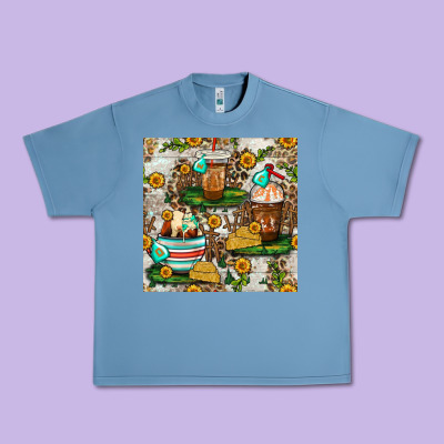 Cow Coffee Cups And Farm With Leopard Seamless Pattern Bbs Urban Heavy Tee Designed By Bundleandbundleshop