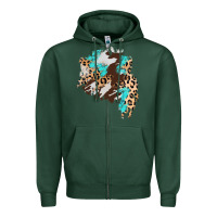Sports Green cowhide leopard turquoise patch Zipper Hoodie - AdoDesignShop