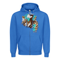 True Royal cowhide leopard turquoise patch Zipper Hoodie - AdoDesignShop