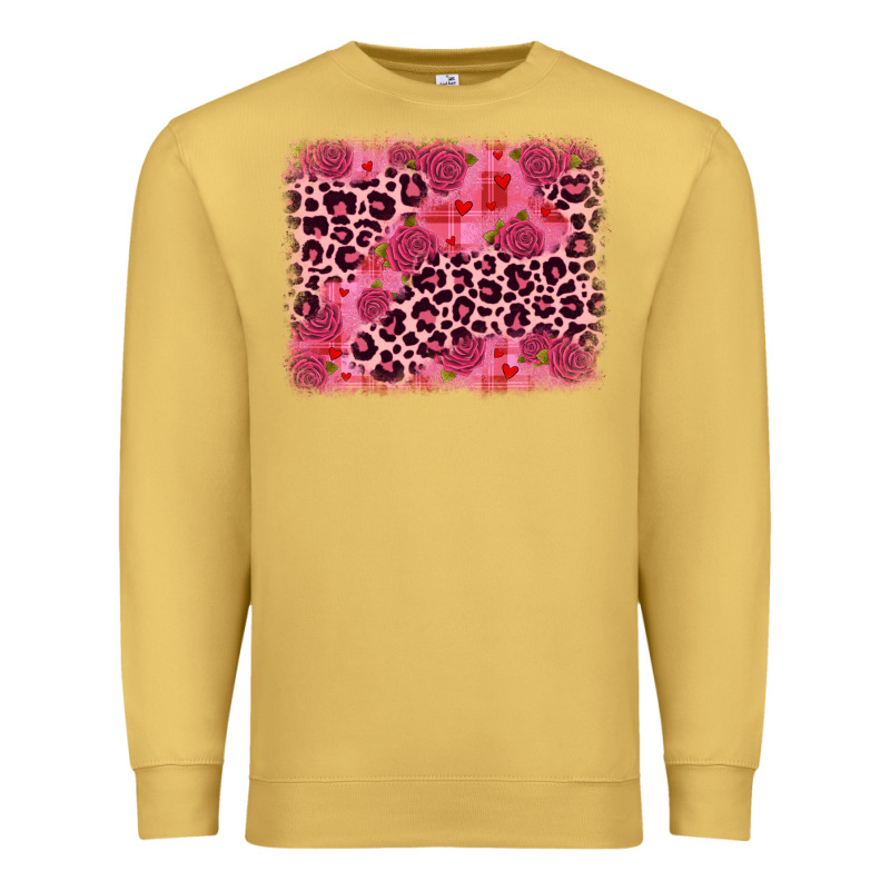 Valentine's Day Roses Leopard Background Premium Sweatshirt by JahusDesignShop | Teevron