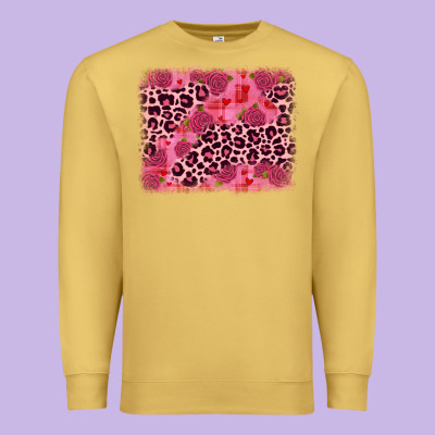 Valentine's Day Roses Leopard Background Premium Sweatshirt Designed By Jahusdesignshop