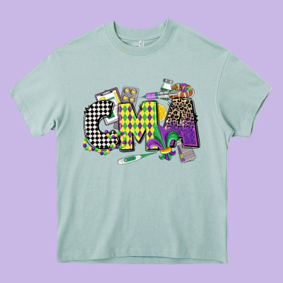 Cma Mardi Gras Certified Medical Assistant Heavy Core Tee Designed By Cowgirlartshop