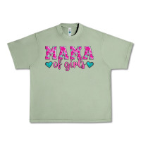 Mama Of Girls Floral Pattern Turquoise Heart Urban Heavy Tee | Teevron
