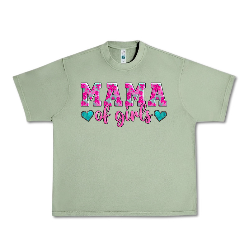 Mama Of Girls Floral Pattern Turquoise Heart Urban Heavy Tee by Jasminsmagicworld | Teevron