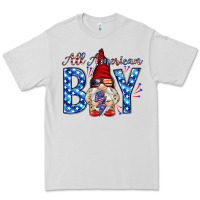 Dove Grey All American boy with gnome Premium Tee - HowdyJamesFarm