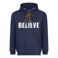 Navy believe bigfoot white Heavyweight Hoodie - artisFamous