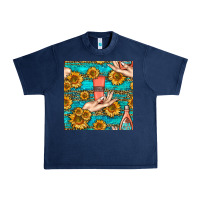 Navy hand cream nail polish remover and sunflowers with leopard and glitter Urban Heavy Tee - BundleAndBundleShop