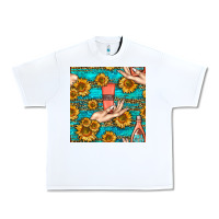 White hand cream nail polish remover and sunflowers with leopard and glitter Urban Heavy Tee - BundleAndBundleShop