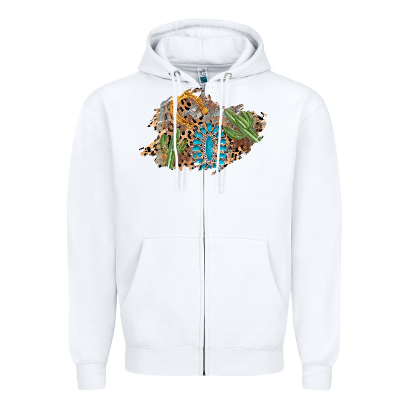 Horseshoe Leopard Gemstone Cactus Patch Zipper Hoodie by AdoDesignShop | Teevron