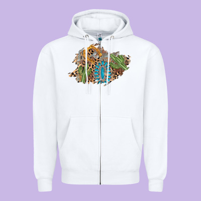Horseshoe Leopard Gemstone Cactus Patch Zipper Hoodie Designed By Adodesignshop